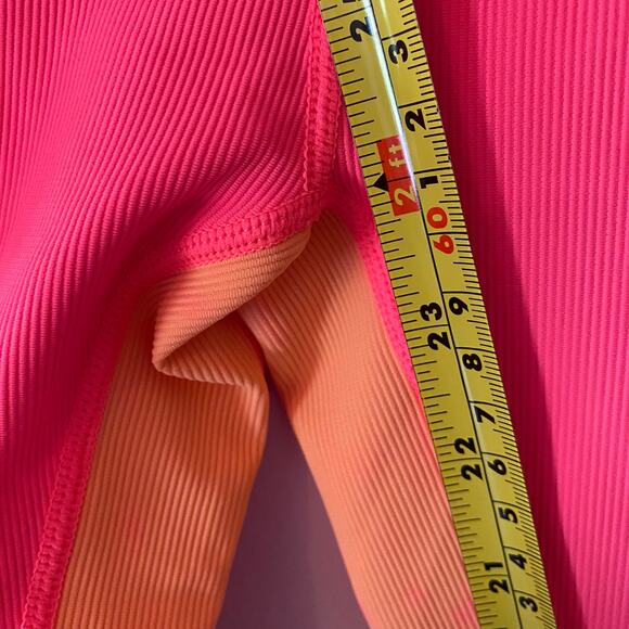 Wilo The Label Women's size Small Pink Orange Ribbed High Rise Leggings Tights - Picture 10 of 11